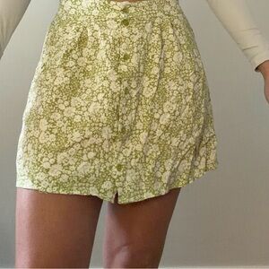 twik Green and White Floral Mini Skirt
